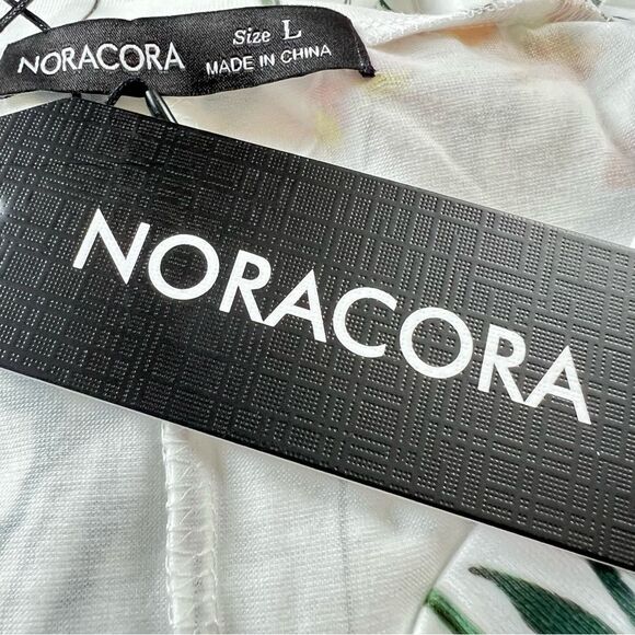 Noracora White Multicolored Floral V-Neck Cap Sleeve Casual Maxi Dress - Picture 8 of 15